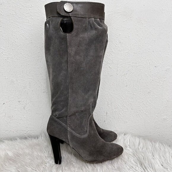 MICHAEL MICHAEL KORS Tall Slouchy Shaft Boots Stale Grey Suede Leather Size 7 M - Picture 5 of 15